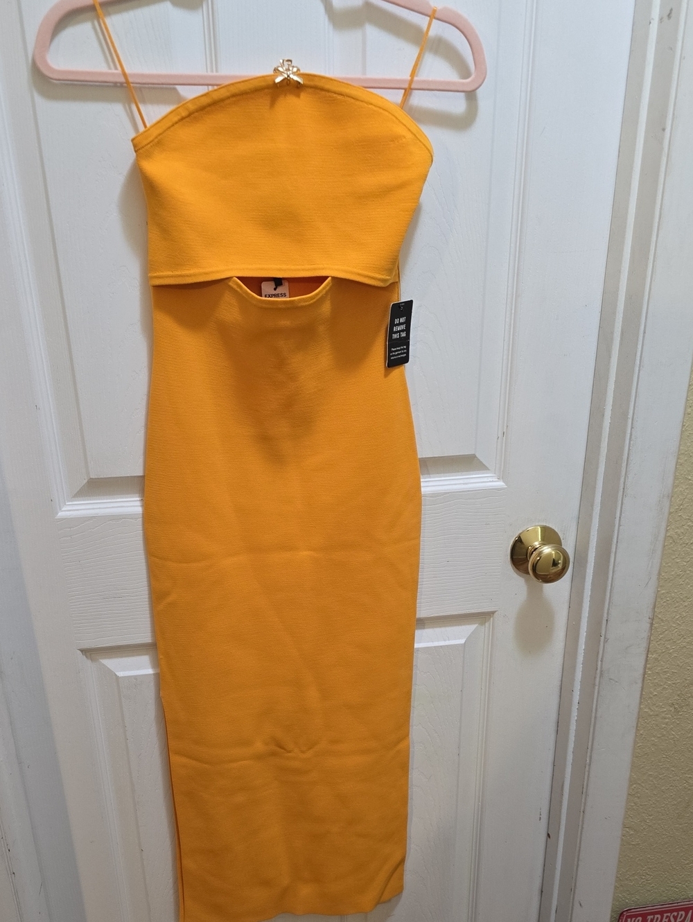 NWT Express Yellow Strapless Cutout Midi Dress